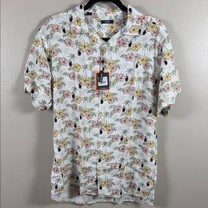 Benson Relaxed Fit Floral Short-Sleeve Button-Down Shirt in White